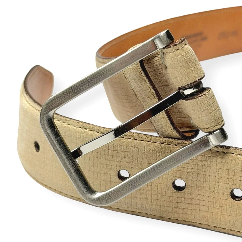 Martin Dingman Belt Nubuck Leather Cream Suede Mens Sz 38 Sand USA Made $128